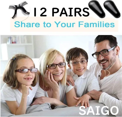 Miniatura 6 de 12 pares de almohadillas adhesivas para la nariz, forma de gota de agua, silicona suave antideslizante, almohadillas adhesivas para la nariz, Negro