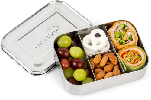 Miniatura 2 de LunchBots - Caja de aperitivos de proteínas extrapequeña de acero inoxidable con una sola porción – ideal para semillas, carne, queso y comida