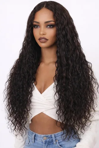Miniatura 32 de Peluca de cabello humano con encaje frontal en T de 13 x 4 pulgadas, peluca de encaje HD rizado profundo sin pegamento, línea de cabello