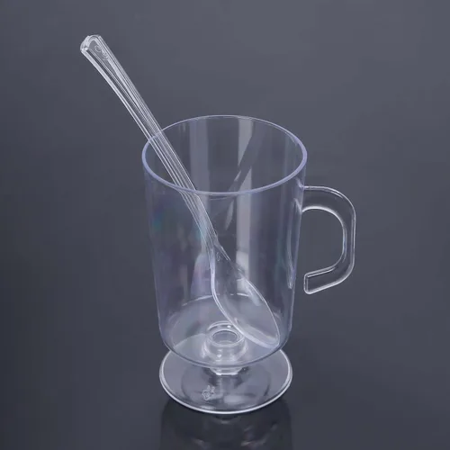 Miniatura 7 de Efavormart 24 Pack Tazas de café, té y espresso de plástico transparente mini de 2oz con cucharas, juego de tazas desechables para postres y Type7
