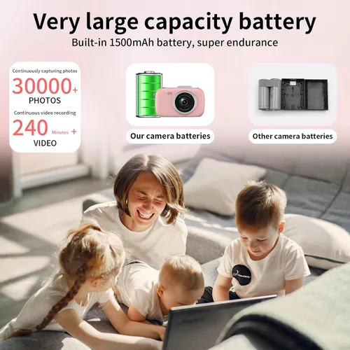 Miniatura 5 de WellTone - Cámara digital para niños, video 4K de 64 MP, cámaras fotográficas compactas de zoom de 18X, mini cámara de enfoque automático, pantalla
