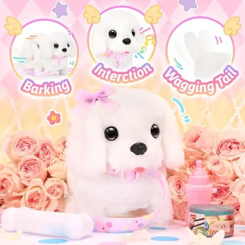 Miniatura 4 de Tagitary - Juguetes de peluche interactivos, juguete de cachorro para niños, juguete electrónico de perro que camina y ladra, cola meneando, juguete