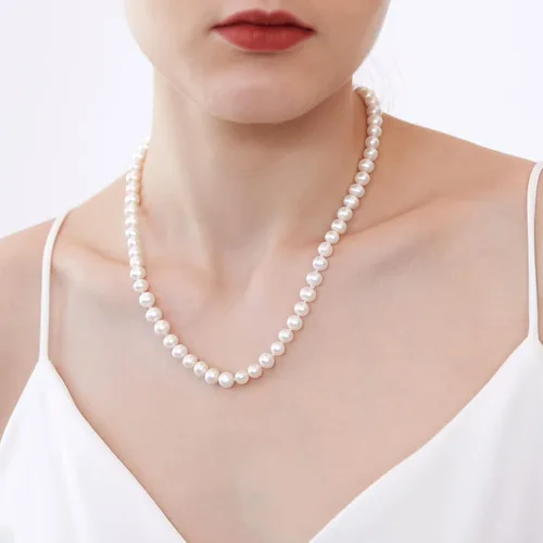 Miniatura 3 de Freshwater Cultured Pearl Necklaces for Women AAA 16"-18" Wedding Jewelry for Bride Mother Birthday Day Gift for Wife Mom Teen