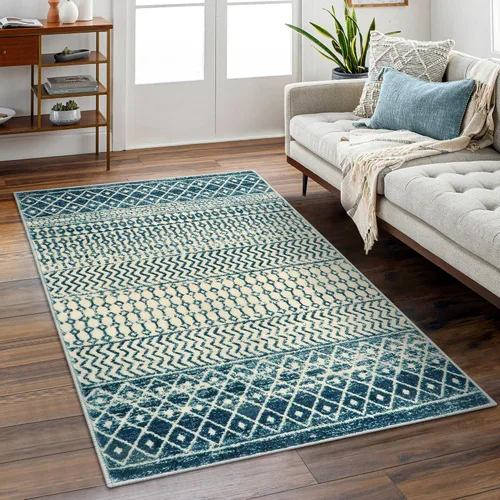 Miniatura 38 de Alfombras marroquíes para sala de estar, 5 x 7 pies, alfombra suave bohemia envejecida antideslizante grande, alfombra de granja de pelo bajo