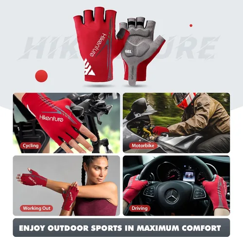 Miniatura 6 de Hikenture Guantes de ciclismo para hombre, guantes de bicicleta, guantes de ciclismo acolchados de 0.197in, guantes de bicicleta de medio dedo
