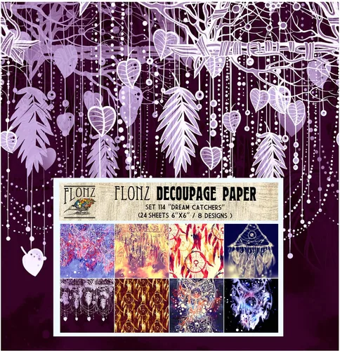 Miniatura 6 de Paquete de papel para decoupage (24 hojas 15x15 cm) Fantastic Nightlights # Papel con patrón estilo vintage para decoupage, manualidades y álbumes