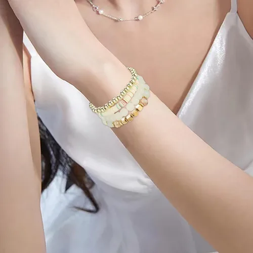 Miniatura 5 de Pulseras apilables de cuentas para hombre y mujer juego de pulseras elásticas multicapa joyería multicolor reloj de correa de cuero para hombre