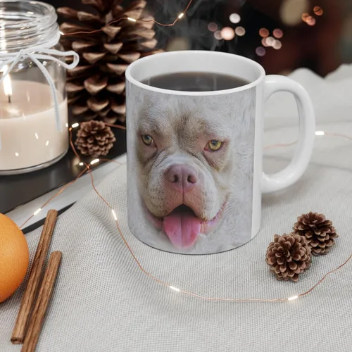 Miniatura 4 de Funny Gifts - Taza de café de cerámica blanca con diseño de perro American Bully de 11 onzas