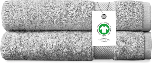 Miniatura 35 de Toalla de baño de felpa de algodón orgánico de lujo Certificado GOTS y OEKO-TEX Toallas de calidad hotelera premium Tecnología Feather Touch