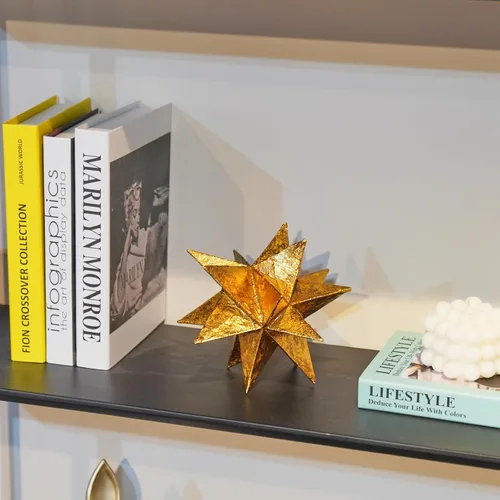 Miniatura 4 de Braxio Decoración de interiores de estilo moderno, estrellas de resina dorada multiángulo, escultura geométrica abstracta para sala de estar