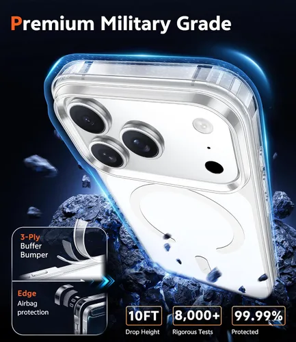 Miniatura 1549 de FNTCASE Funda para iPhone 13 Pro-Max: Fundas magnéticas transparentes compatibles con Magsafe Slim anti amarillamiento protección contra caídas