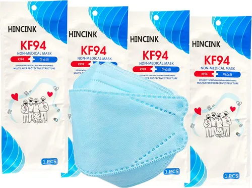 Miniatura 10 de Paquete de 20 mascarillas KF94 negras empaquetadas individualmente, unisex, filtros de 4 capas para adultos y mayores, coloridos