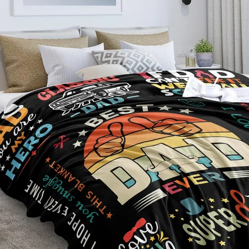 Miniatura 3 de Manta para papá, 50 x 60 pulgadas, regalo suave y duradero para papá, cumpleaños, día del padre, jubilación, perfecta para viajes, camping, oficina