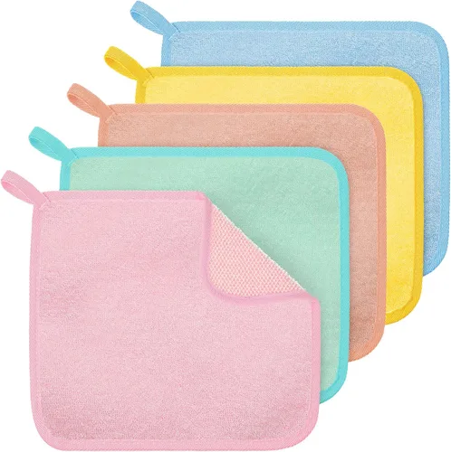 Miniatura 10 de Tatuo 5 paños exfoliantes para el rostro y el cuerpo, tejido de toalla para el baño, exfoliante, masaje, paño de baño para mujeres y hombres, 10.63