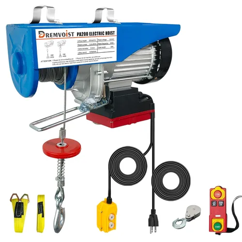 Polipasto eléctrico con control remoto, polipasto eléctrico de elevación de 440 libras 110 voltios inalámbrico/con cable 2 en 1, polipasto eléctrico