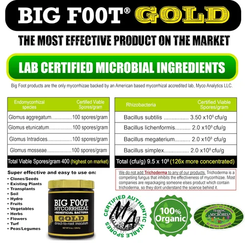 Miniatura 2 de Big Foot Gold Hongos micorrízicos 28 g, bacterias beneficiosas para el crecimiento de las plantas, estimulador de raíces, fórmula súper concentrada