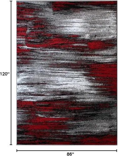 Miniatura 2 de Masada Rugs, Alfombra moderna y contemporánea, rojo, gris, negro (8 pies x 10 pies), alfombra grande para sala de estar, dormitorio, oficina