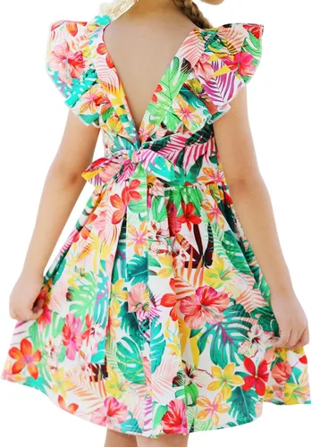 Miniatura 276 de Vestido de verano para niña, de algodón, con diseño floral