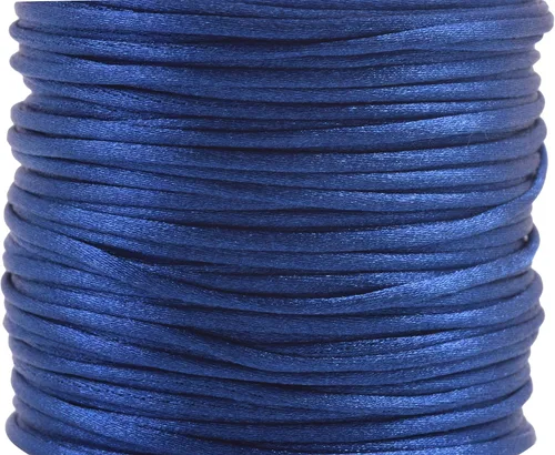 KONMAY 80 Yardas 1.0mm Cordón Rattail de Nylon Satén Seda Trim Hilo para Cuentas para Nudos Chinos, Kumihimo, Trabajo con Cuentas, Macramé, 2-Azul