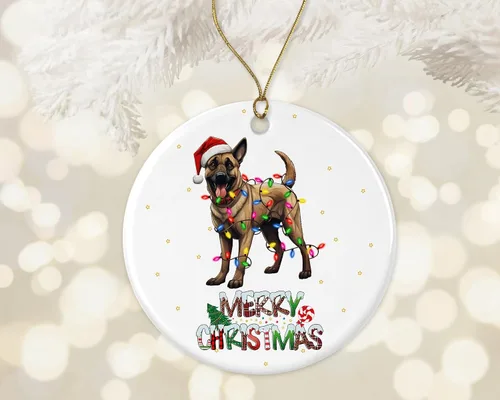 Adorno belga de Malinois, adorno de Feliz Navidad, regalo de adopción de perro, primer adorno de Navidad, adornos conmemorativos para perros,