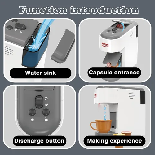 Miniatura 5 de Toys Barista Cafetera de juguete de cocina para niños con piezas móviles, accesorios de cocina, juego de café para niñas y niños, regalos