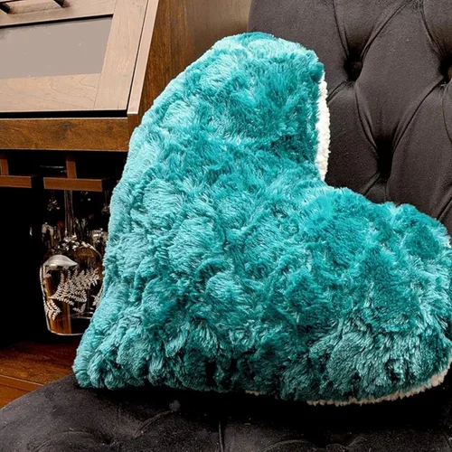 DaDa Bedding Almohada de piel sintética con forma de corazón de ensueño hecha a mano, cojín de lujo verde esmeralda de la suerte con inserto cosido,