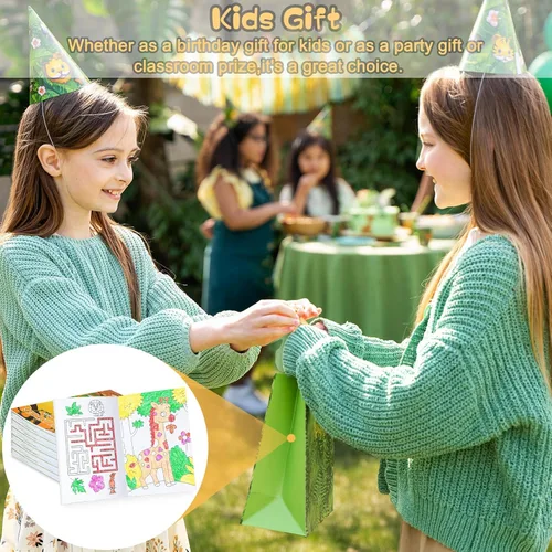 Miniatura 4 de BenLouis 24 Piezas Mini Libros para Colorear Safari de la Selva Niños Animales del Zoológico Recuerdos de Fiesta Pequeños Libros de Actividades a