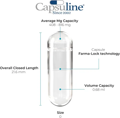 Miniatura 2 de Capsuline Tamaño 0 – Cápsulas de gelatina vacías de color blanco – 1000 unidades – Cápsulas vacías de gel – Relleno de cápsula de píldora bovina