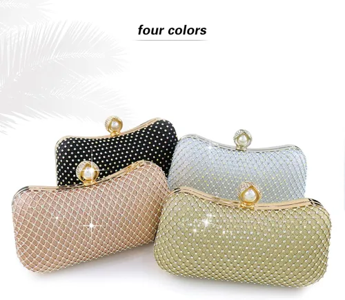 Miniatura 6 de Bellawish Bolsos de noche de cristal para mujer bolso de mano de perlas de diamantes de imitación para boda fiesta de graduación bolsa de novia