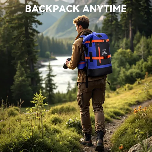 Miniatura 8 de HEETA - Bolsas secas impermeables para hombres y mujeres, mochila de 40 L, con parte superior enrollable, mochila de senderismo resistente para Azul