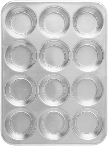 Nordic Ware Molde comercial de aluminio natural para muffins, 12 tazas