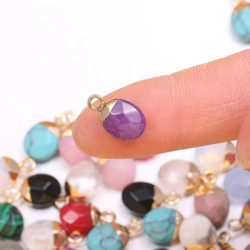 Miniatura 2 de 10 dijes de piedra semipreciosa natural, de 0.315 x 0.512 in para hacer joyas, jade turquesa, ágata de cristal de cuarzo, pulsera, collar, hallazgos