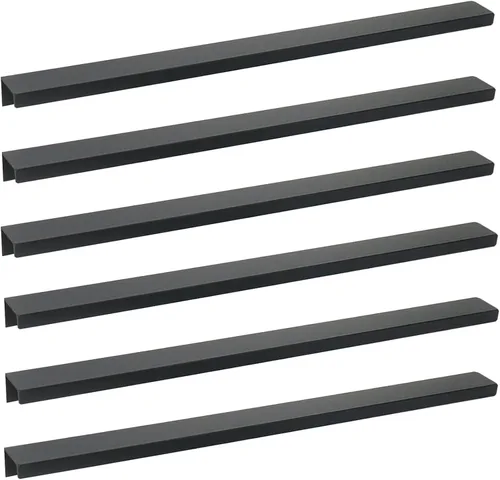 Miniatura 25 de Tiradores negros de 3.94 pulgadas para gabinete, 6 unidades, espacio entre agujeros de 2.52 pulgadas, tiradores de borde de aleación de aluminio