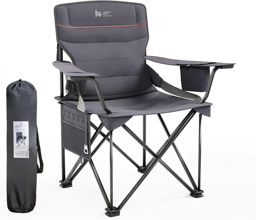 Miniatura 13 de OUTSIDER Silla plegable de camping para adultos resistente – soporta 400 libras, silla portátil para exteriores con soporte para tazas, bolsillo