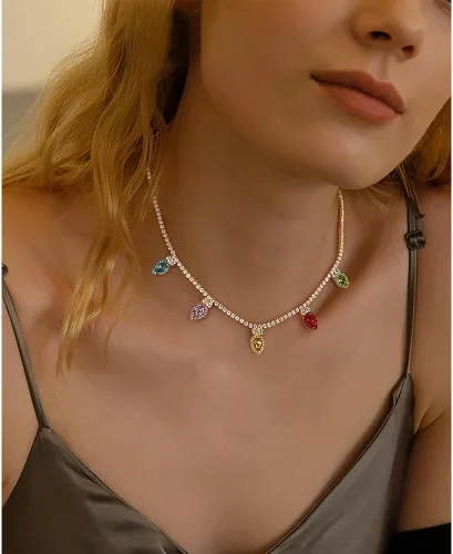 Miniatura 2 de Christmas Necklace For Women Chrismas Light Bulb Choker Christmas Tree Pendant Necklace