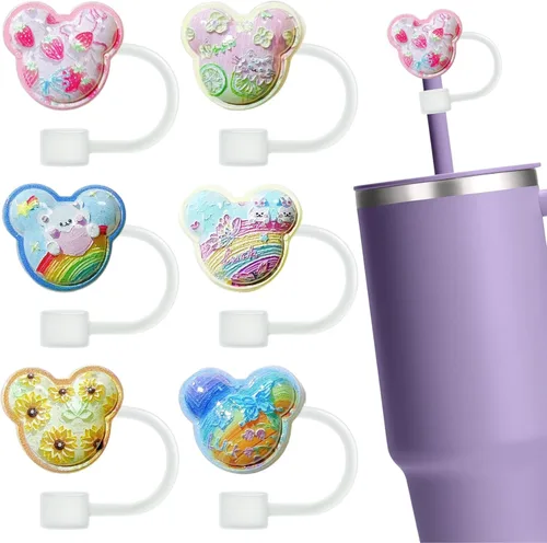 Miniatura 23 de 8 fundas reutilizables de silicona para popotes Stanley Cup de 30 y 40 onzas, accesorios de tapa de popote de 0.394 in y 0.4 pulgadas 36 Lindo