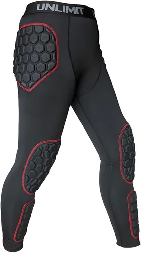 Unlimit Pantalones de portero de fútbol juvenil con acolchado para cadera, rodilla y espinilla, pantalones de compresión de portero para
