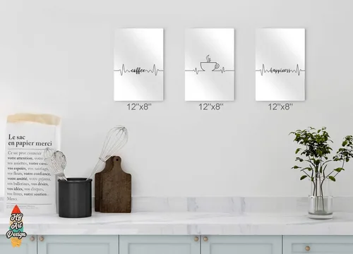Miniatura 4 de HB Art Design Coffee Happiness Line Art 3 Panel Metal Print Set Wall Art Coffee Bar Decor Coffee Signs Kitchen Wall Decor Dining Room Restaurant