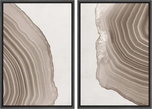 Miniatura 53 de IDEA4WALL Lienzo enmarcado para pared, juego de arte Bauhaus dorado de mediados de siglo, patrón de cuadrícula moderna, ilustraciones con formas