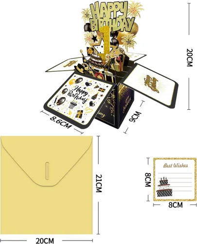 Miniatura 2 de Tarjeta de cumpleaños número 1 de Joycard, decoraciones de cumpleaños número 1 para niñas y niños, para ella o él, tarjetas 3D de feliz cumpleaños
