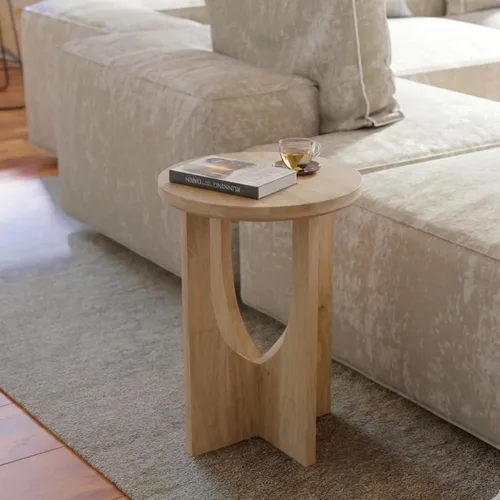 Miniatura 12 de Relso Aurora - Mesita de noche de madera maciza con estante abierto, mesa de noche con acabado negro, mesa auxiliar para dormitorio, sala de estar