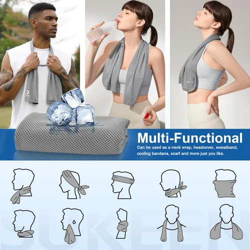 Miniatura 5 de Sukeen Paquete de 6 toallas refrescantes (40 x 12 pulgadas), toallas refrescantes para cuello y cara, trapos de enfriamiento, toallas ligeras