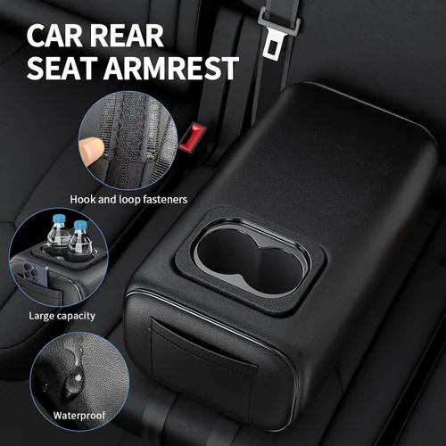 Miniatura 3 de Reposabrazos universal para automóvil de dos filas con caja de consola y portavasos para asiento trasero, reposabrazos de segunda fila