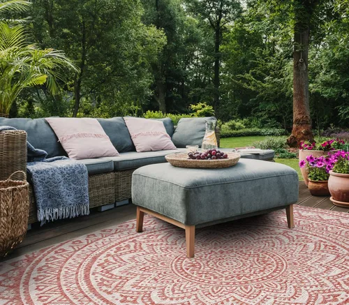 Miniatura 135 de SAFAVIEH Alfombra lavable para exteriores, colección Courtyard - Pasillo de 2.3 x 8 pies, color beige claro y marrón claro, no desprende pelusa
