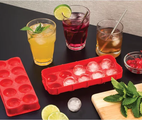 Miniatura 2 de HIC Kitchen Cannonball - Bandeja de silicona para cubitos de hielo, antiadherente, esferas grandes Silicona de grado alimenticio, hace 10 bolas