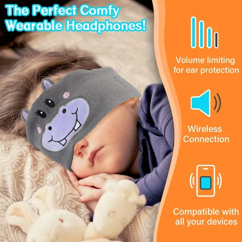Miniatura 4 de Auriculares Inalámbricos para Niños, Auriculares Sobre la Oreja para Niños y Pequeños, con Altavoces Delgados y Diadema de Felpa Super Suave (Oso)