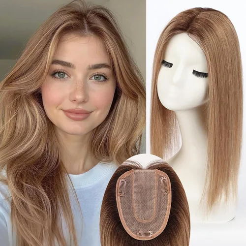 Miniatura 18 de HAIRCUBE Pelucas de cabello humano 100% con flequillo, densidad 150%, base de seda, clip en la parte superior, pelucas de cabello superior