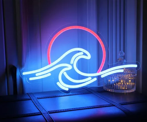 Miniatura 3 de Letrero de neón LED con diseño de puesta de sol y salida del sol, para decoración de pared, surf, océano, decoración de dormitorio, sala de estar
