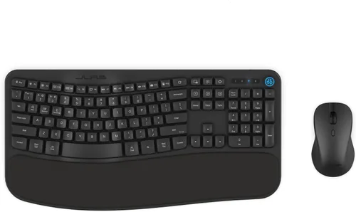 JLab Flow - Paquete de teclado y mouse, Bluetooth inalámbrico o USB-C, botón AI, perilla de medios inteligentes, mouse ambidiestro, negro
