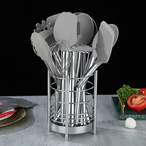 Miniatura 4 de Soporte para utensilios de cocina para encimera de cocina, utensilios de acero inoxidable, organizador de almacenamiento de utensilios, soporte